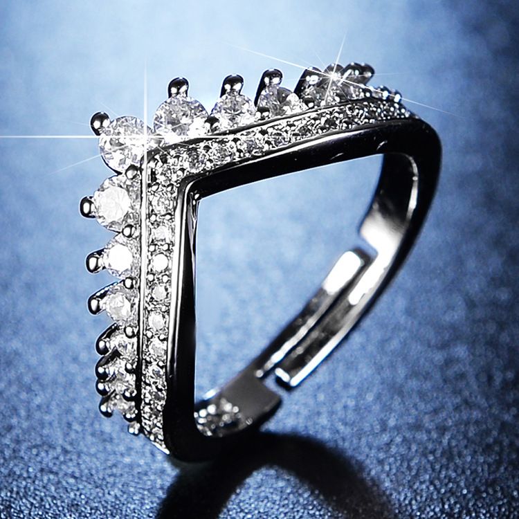 Live streaming light luxury design fashionable diamond inlaid moissanite one carat open zircon ring for women_voghion.com