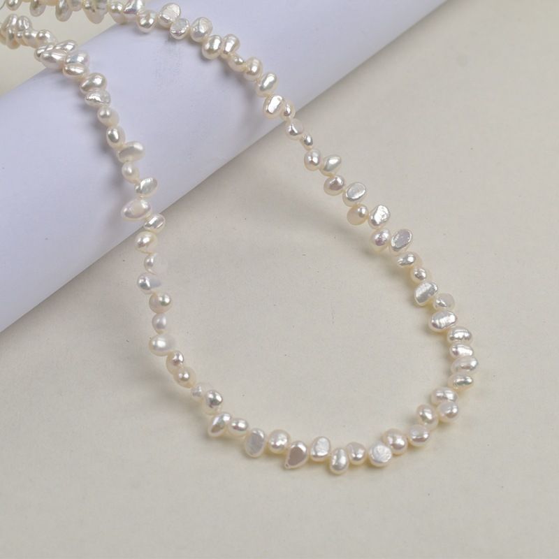 DIY Semi-Finished Baroque Irregular Freshwater Pearl Beads - 5-6mm Double-Sided Light Pearls With 3/7 Holes | For Custom Chain Necklaces_voghion.com