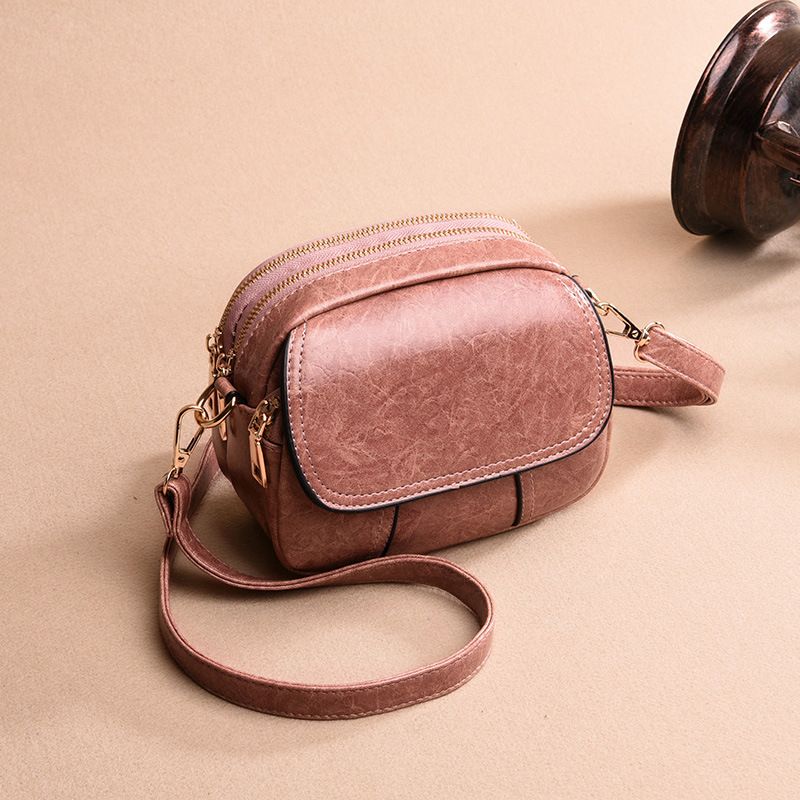 Borsa a tracolla rotonda a tre strati, piccola, nuova, alla moda e versatile, da donna, in morbida pelle._voghion.com
