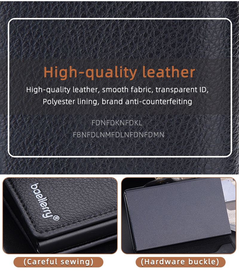 Baellerry New Ανδρική θήκη για κάρτες Lychee RFID Αντιμαγνητική πλάγια ώθηση Pop, μεταλλικό κουτί αλουμινίου_voghion.com
