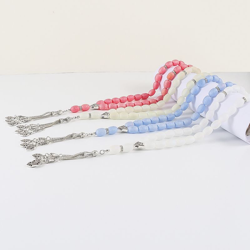 Rosario musulmán árabe de Oriente Medio, 33 cuentas ovaladas esmeriladas, pulsera de oración BR2210_voghion.com