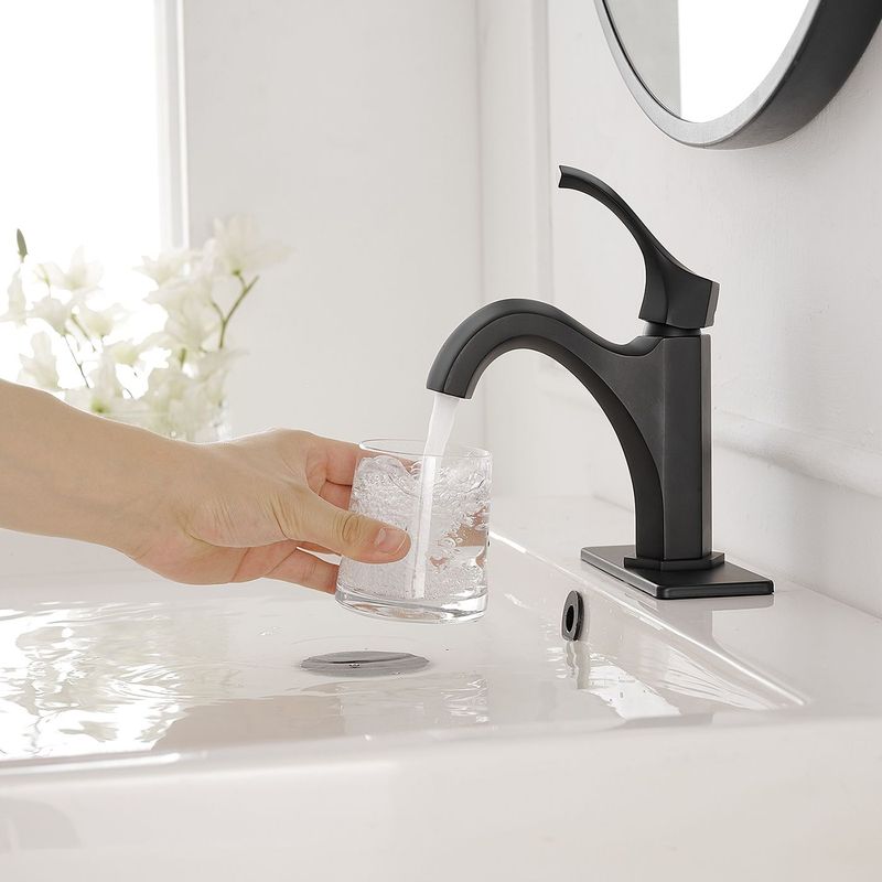 Single Handle Single Hole Farmhouse Bathroom Faucet Bathroom Drip-Free Vanity RV Sink Faucet In Matte Black_voghion.com