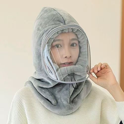 LazyZoom Women's For Autumn Winter, Windproof And Cold-Proof, Cycling Pullover With Face Mask, Neck Warmer, Ear Protection,_voghion.com