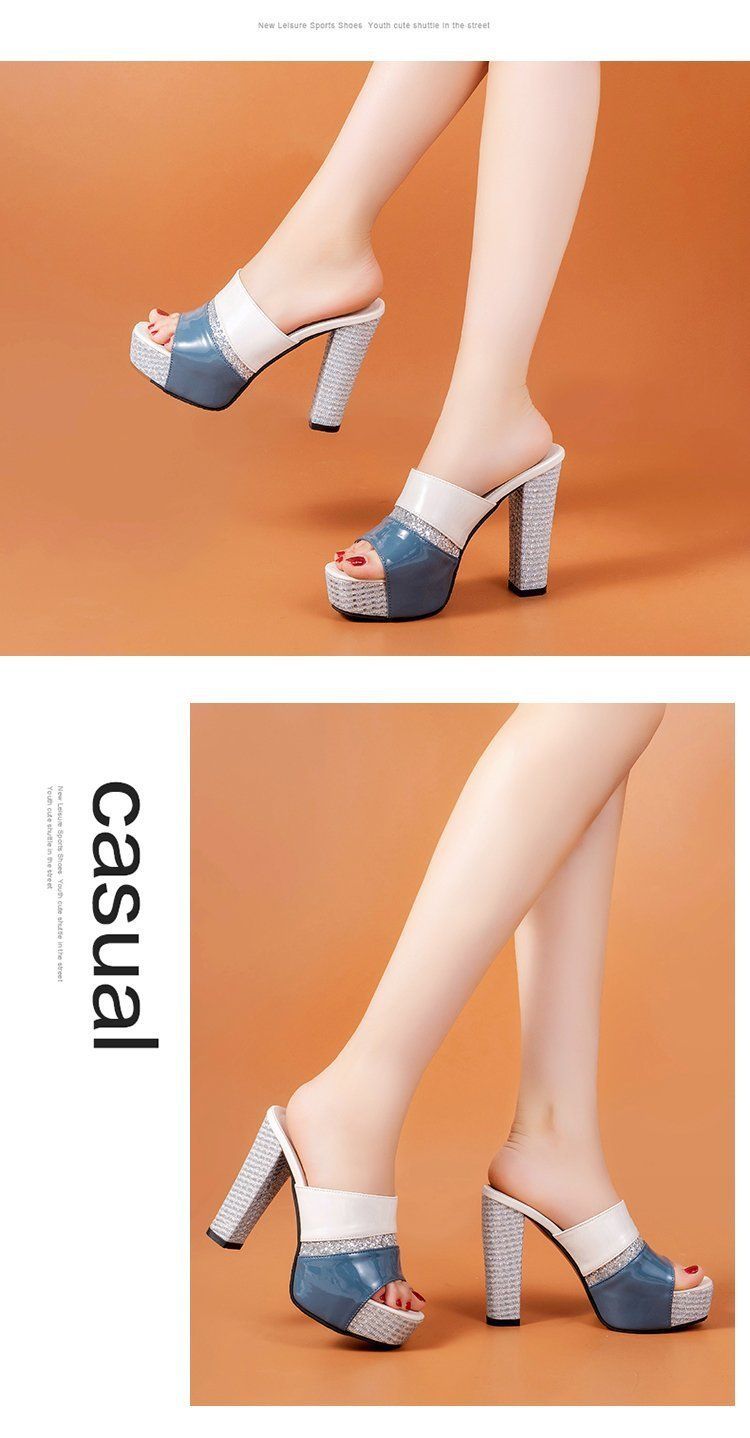 Damen Héichhiel-Sandale - Summermodesch Plattform Peep Toe Mule Slides mat déckem Fersen a waasserdichter Sohle_voghion.com