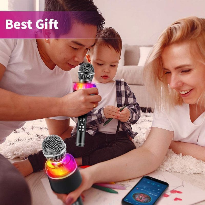 Microphone pour enfants, karaoké sans fil Bluetooth, lecteur de haut-parleur portable, enregistreur pour KTV, fête d'anniversaire_voghion.com