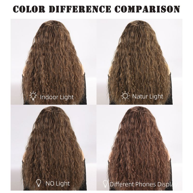 Parrucca con extension per capelli, nuova parrucca per donna, capelli neri ricci alla moda, ondulati, ricci di mais, riga centrale, frangia, copricapo completo._voghion.com