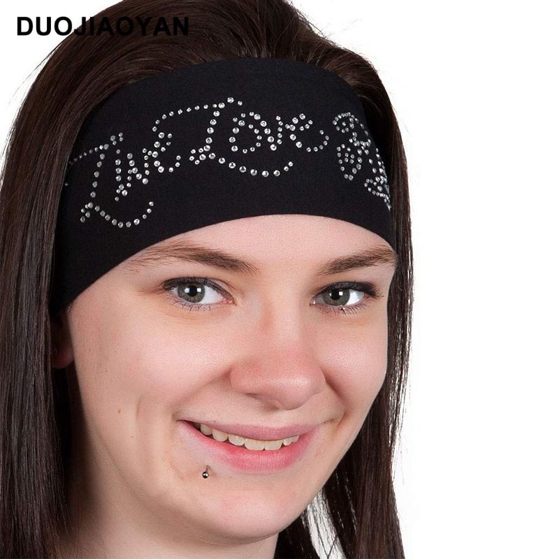 Fascia elastica con logo stampato a caldo personalizzato europeo e americano con fascia per capelli con bordo largo e strass a stella lunare_voghion.com