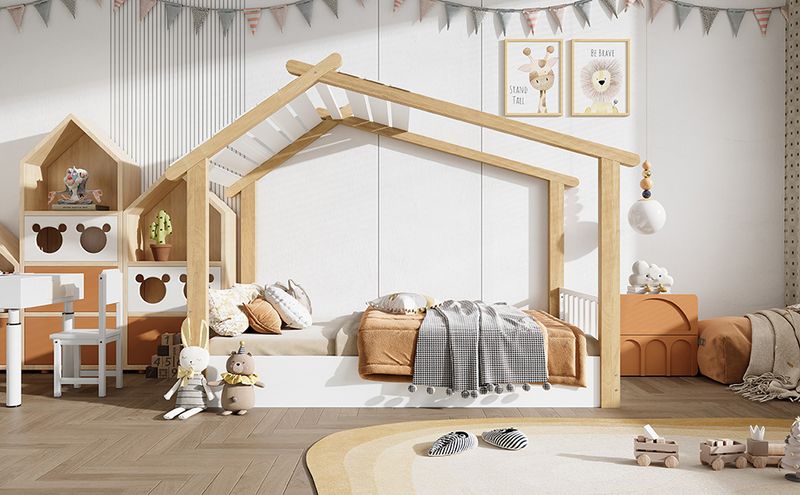 Holzbett 90x190cm In Hausdesign, Schlichtes Design, Bianco+Natur_voghion.com