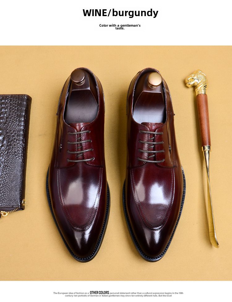 Schwarze Lederschuhe Herren Leder spitzer Schnürschuh Business Kleid Herren Britische Hochzeit Bräutigam Herrenschuhe Derby Schuhe Großhandel_voghion.com