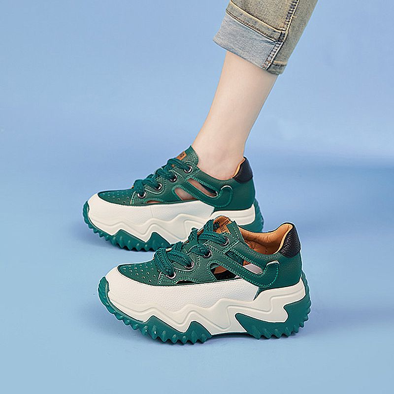 Internet Berühmte Papa Schuhe, Frauen Im Sommer, Super Heiße Instagram Aushöhlen Neue Atmungsaktive Dicke Sohle_voghion.com