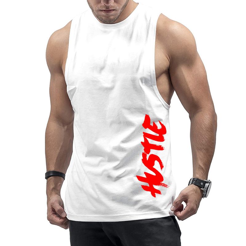 Gilet en coton imprimé HUSTt, confortable et tendance, idéal pour l'entraînement sportif et décontracté, style Muscle Brothers, 2019_voghion.com