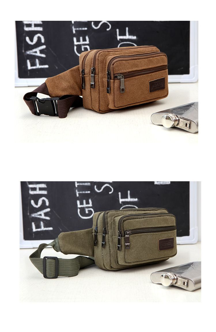 New Canvas Casual Fanny Pack Men's Construction Site Work Multi-functional Chest Strap Bag Wear-resistant Large Capacity_voghion.com