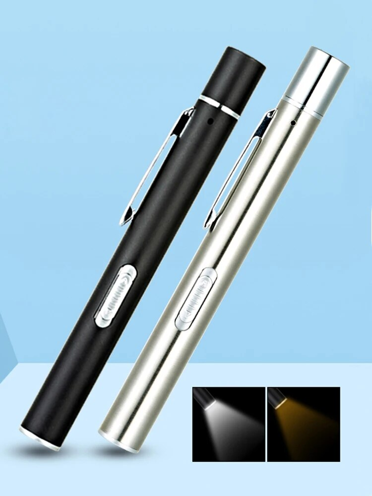 2 Modi Arbeits LED Taschenlampe Clip Inspektion Für Zahnarzt Camping Wandern Out USB Mini Licht Penlight Tasche Tragbare Stift Lampe_voghion.com