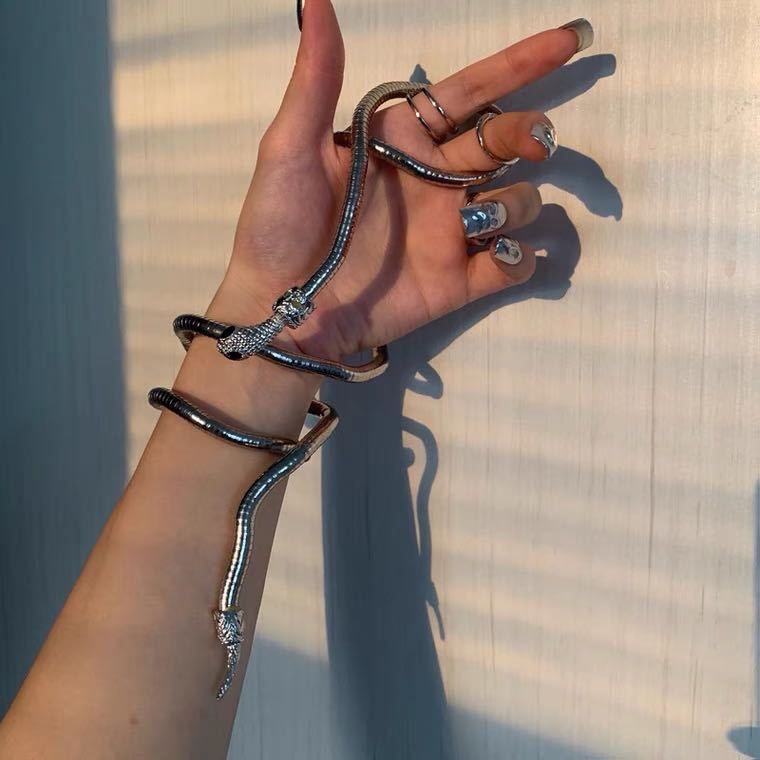 Snake Shaped Necklace For Men Women, Cool And Exaggerated, Niche Personality Design, Adjustable Shape Collar Jewelry_voghion.com