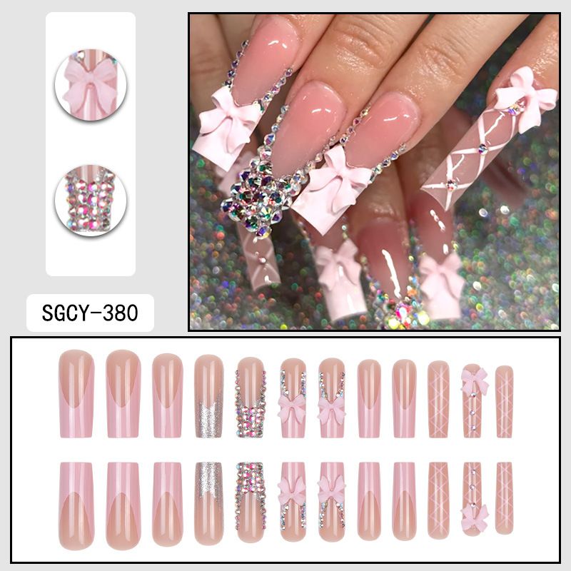 Unghie finte lunghe e pieghevoli - Eleganti unghie finte estive con colla e cuscinetti in gel, stile dolce, oltre 50 colori, unghie finte riutilizzabili per le donne_voghion.com