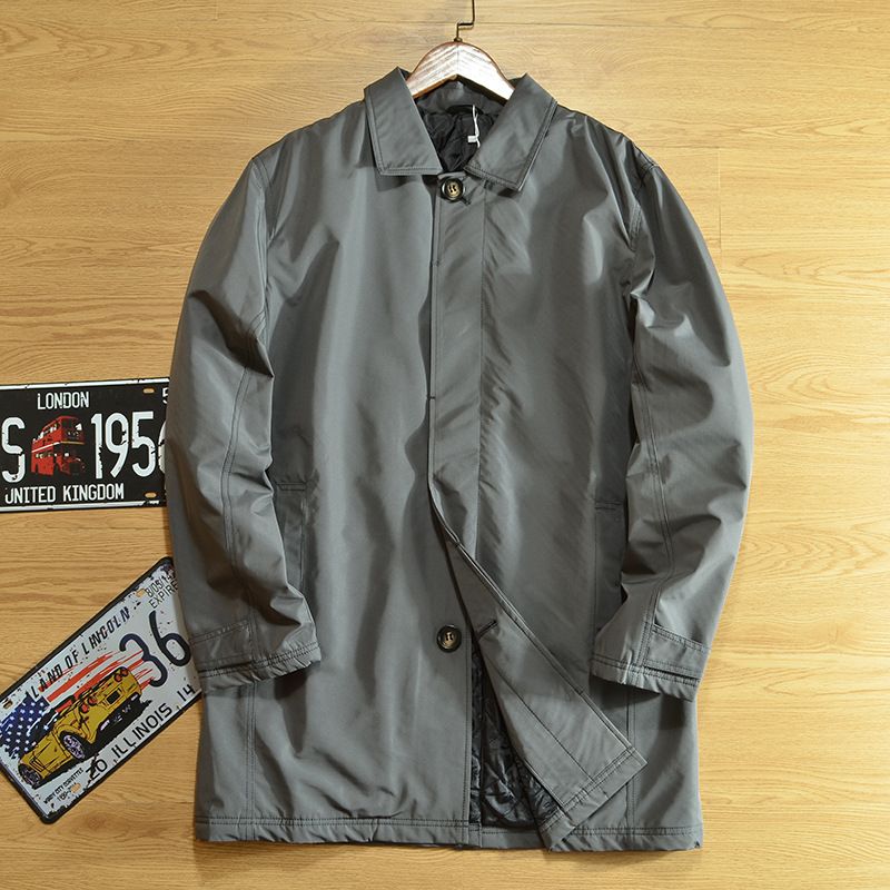 Men's Waterproof Windproof Quilted Long Coat With Stand Collar Winter Warm Trench Coat For Casual Outwear (Khaki, Black, Navy, Gray)_voghion.com