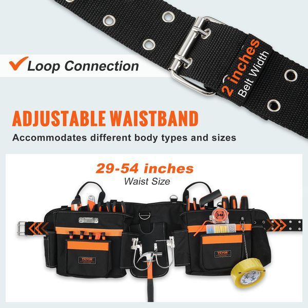 Tool Belt With Suspenders, 29 Pockets, 29-54 Inches Adjustable Waist Size, Tool Belts For Men, 600D Polyester Heavy Duty Carpenter Tool Pouch For C_voghion.com