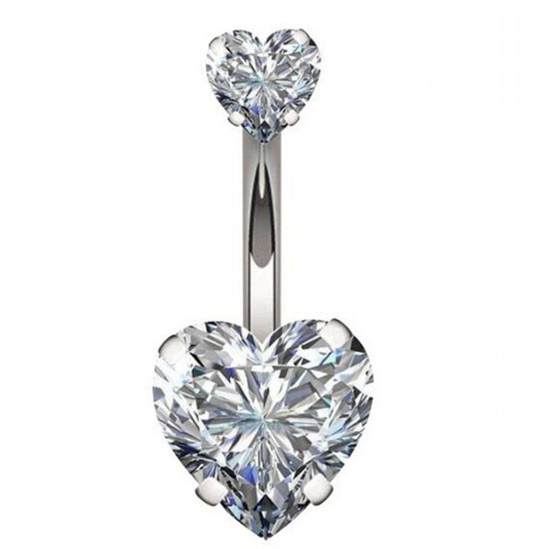 Nuovo piercing all'ombelico in acciaio inossidabile con doppio amore, creativo, in zircone, anello per ombelico, gioiello da piercing femminile_voghion.com