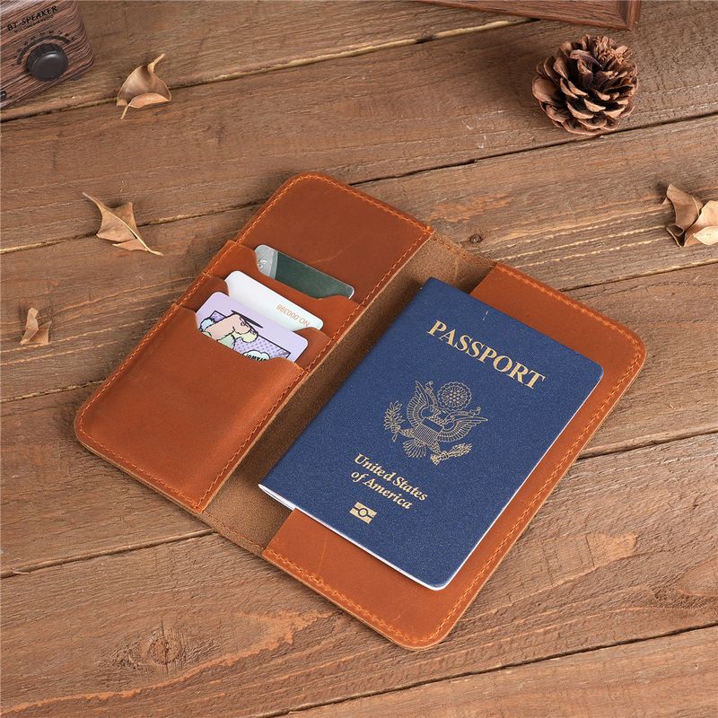 Men's Genuine Crazy Horse Leather Long Wallet Wallet Card Holder Ticket Check Bag Storage_voghion.com
