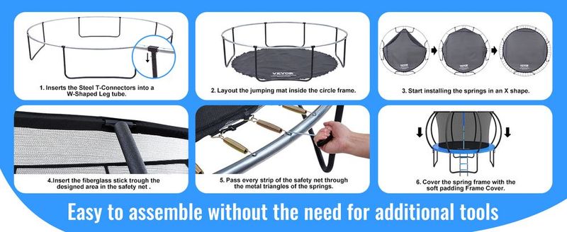 VEVOR 10FT Trampoline, 330 Lbs Trampoline With Enclosure Net, Ladder, And Curved Pole, Heavy Duty Trampoline With Jumping Mat And Spring Cover Padding, Outdoor Recreational Trampolines For Kids Adults_voghion.com