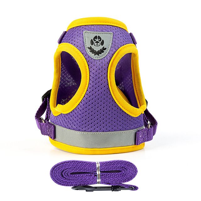 Breathable Mesh Harness With Leash Puppies, Reflective Summer Chest Vest For Pets, Cats, Chihuahuas, Yorkies By PawParty Store_voghion.com