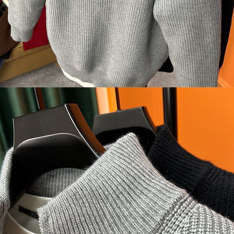 Cárdigan unisex con cremallera y cuello alto ajustado (negro, gris, albaricoque y rojo)_voghion.com