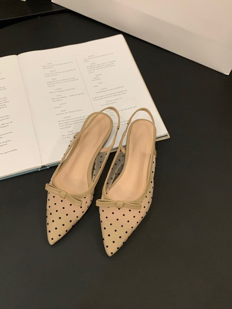 Französische Sandalen mit niedrigem Absatz und Schleife, Peeptoe, Feen-Design, neu, Sommer, atmungsaktive Mesh-Flachschuhe_voghion.com