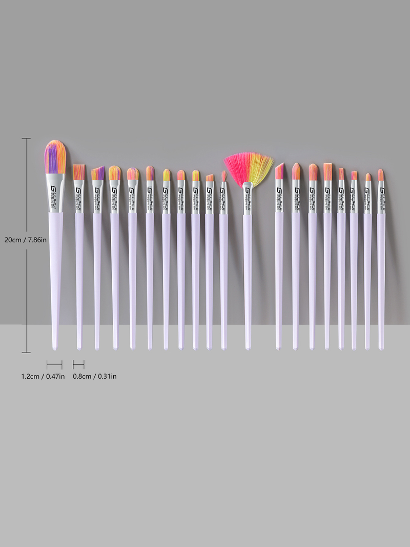 Set di pennelli per trucco con manico in unicorno viola chiaro da 20 pezzi, incluso pennello per fard e pennello per cipria. Vendite dirette in fabbrica GUJHUI_voghion.com