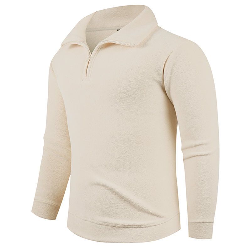 Herren-Sweatshirt aus doppelseitigem Sherpa-Fleece mit halbem Reißverschluss, 400 g/m² – Thermo-Pullover mit Stehkragen für den Winter – Schwere, lässige Streetwear (M bis 4XL)_voghion.com