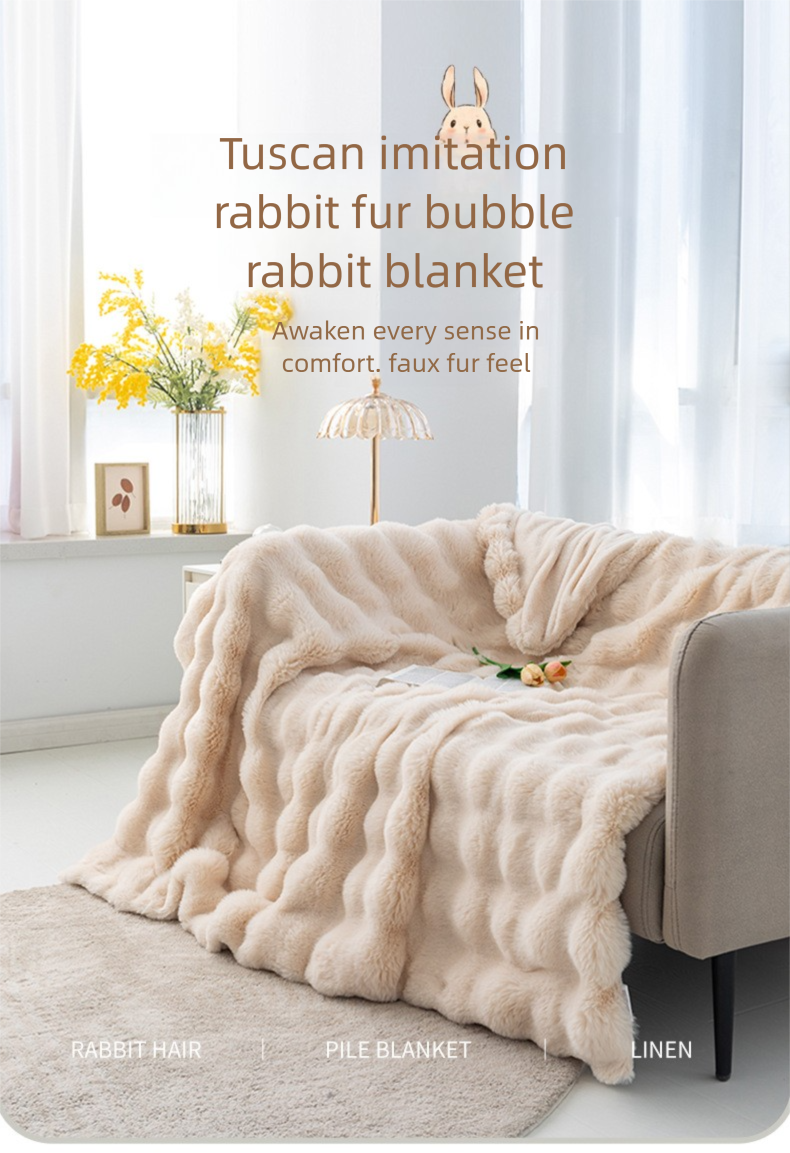 Tuscany Bubble Bunny Flanell-Decke für alle Jahreszeiten, für Nickerchen, Sofa, Korallenvlies, Freizeit, Klimaanlage_voghion.com