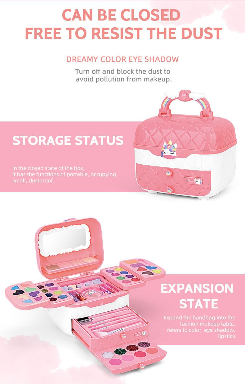 Cross Border Cosmetic Bag Box Set Beauty Toy Match Blush Nail Set Pretend Play Toy Girl Gift Delivery_voghion.com