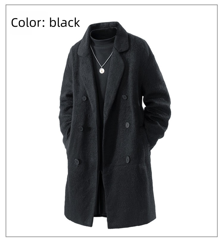 Trench da uomo in lana di media lunghezza sopra il ginocchio, giacca spessa alla moda in stile coreano di alta qualità per autunno inverno_voghion.com