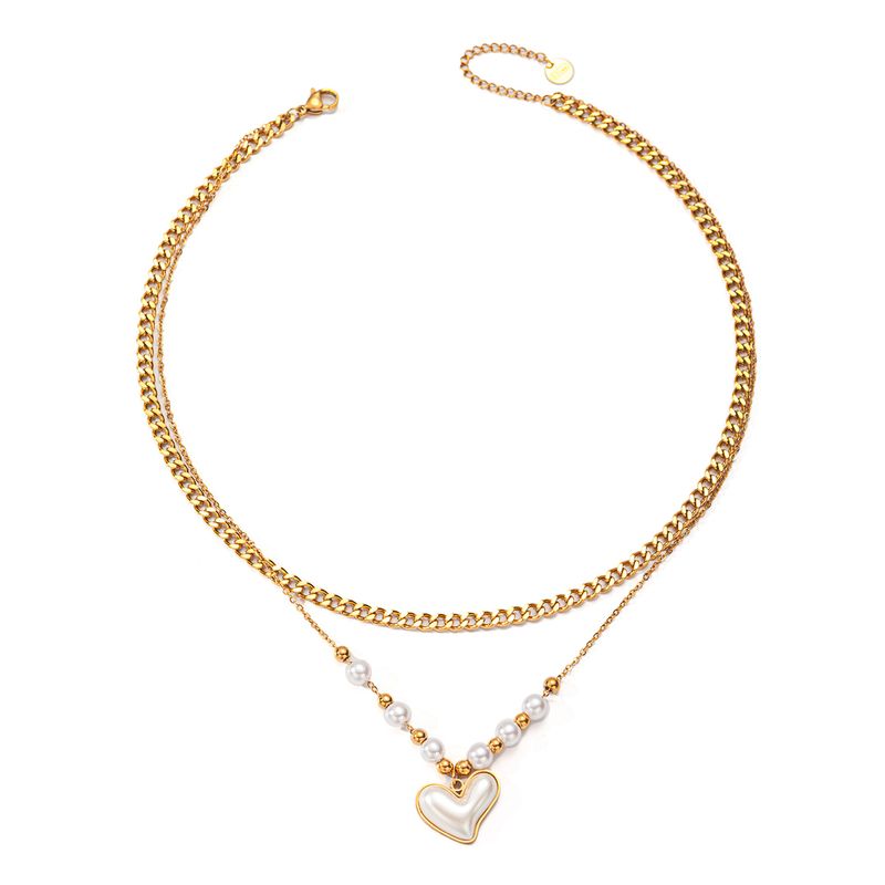 Großhandel Schmuck Grundlegende Herzform Titan Stahl Überzug Anhänger Halskette_voghion.com