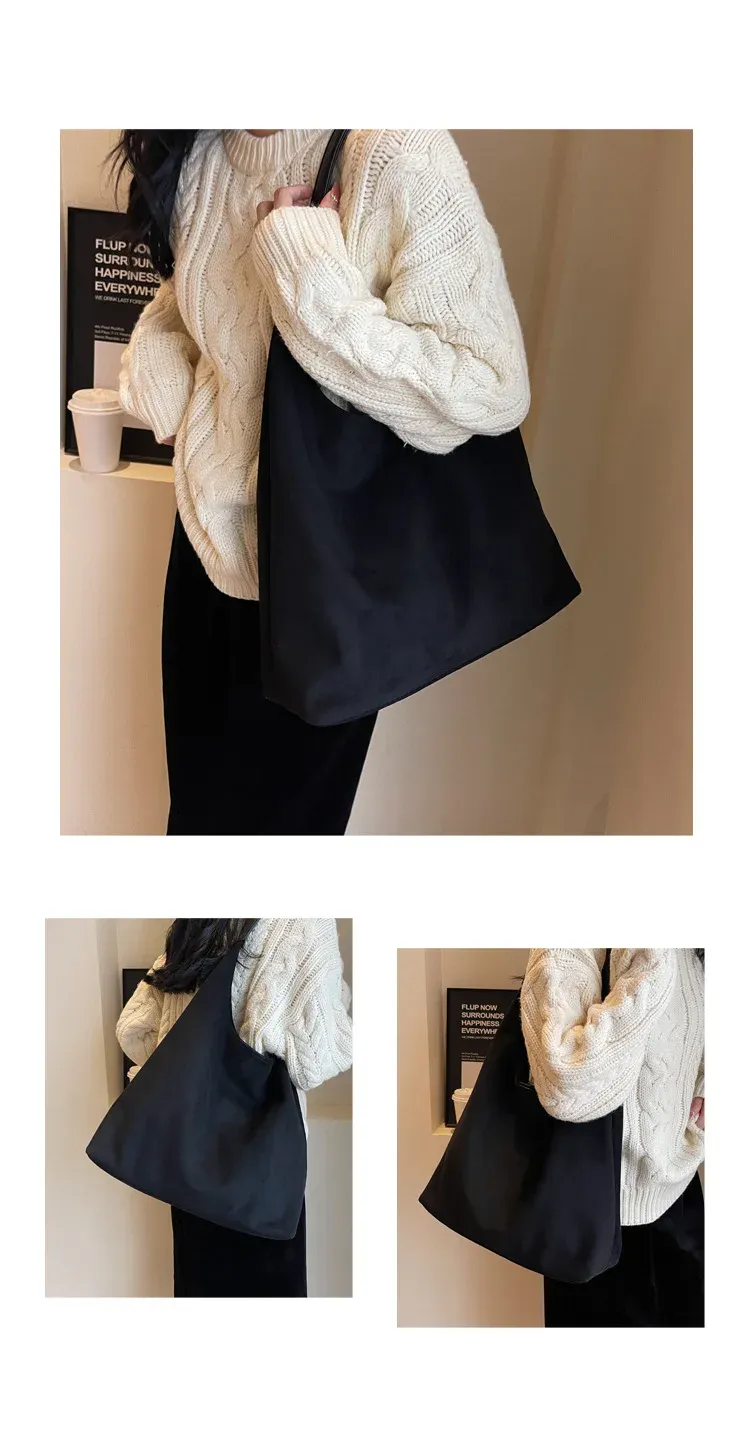 Borse a tracolla vintage da donna, grandi capacità, tinta unita, semplici, casual, da pendolare, retrò, per la spesa_voghion.com