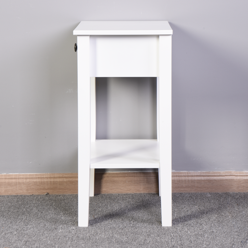 White Bathroom Floor-standing Storage Table with a Drawer_voghion.com
