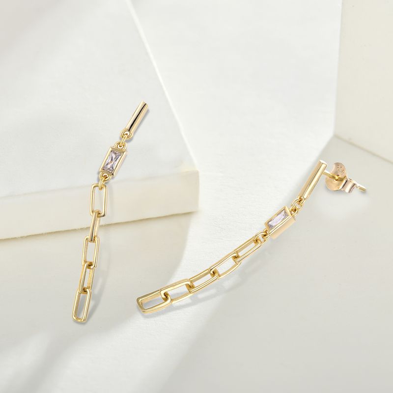 Orecchini lunghi di lusso leggeri di alta qualità in argento sterling S925 placcati con zirconi intarsiati in oro 14K, per donna_voghion.com