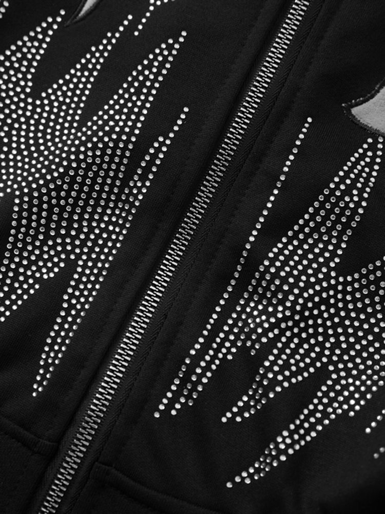 Cardigan con cappuccio con cerniera e strass, da uomo_voghion.com