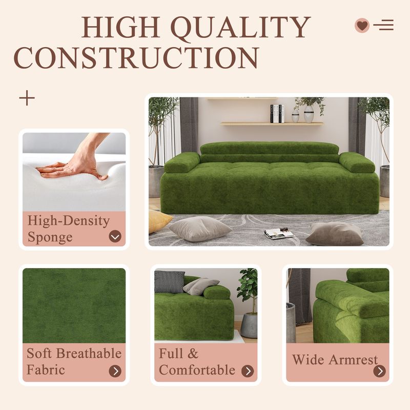 Modern Sofa Bed,Velvet Sleeper Couch,3 Seater Tufted Sofa,And Adjustable Backrests For Small Spaces, Living Room, Bedroom_voghion.com