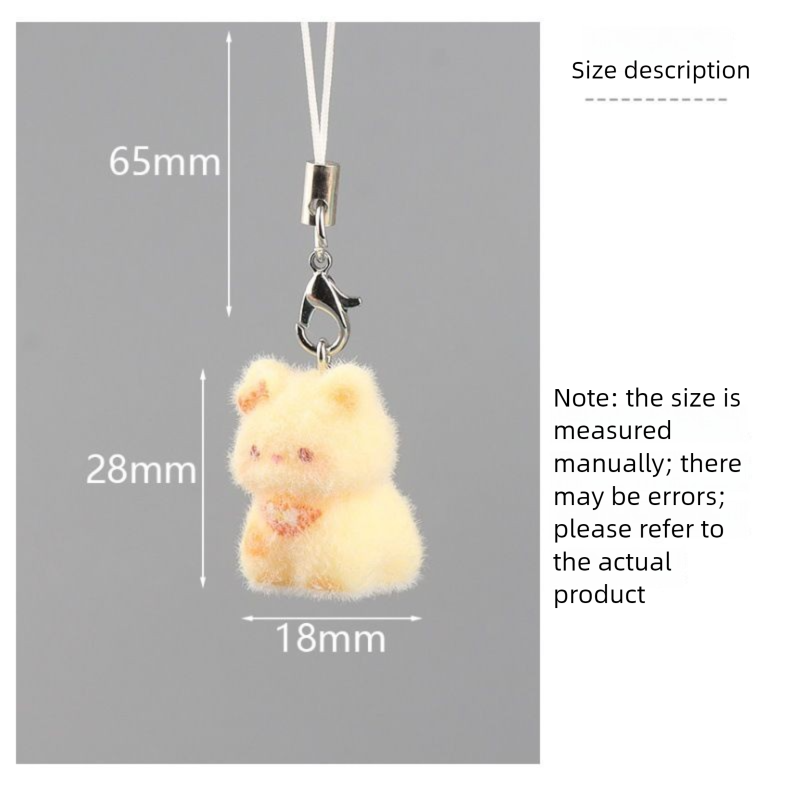 New Cartoon Cute Flocked 3D Resin Cat Keychain Bag Pendant Phone Strap Gift_voghion.com