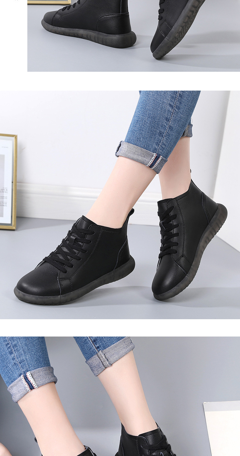 Herbst und Winter Neue koreanische kurze Single-Board-Schuhe für Damen mit mittelhohem Schaft und flachem Absatz, Martin-Stiefel mit Schnürung_voghion.com