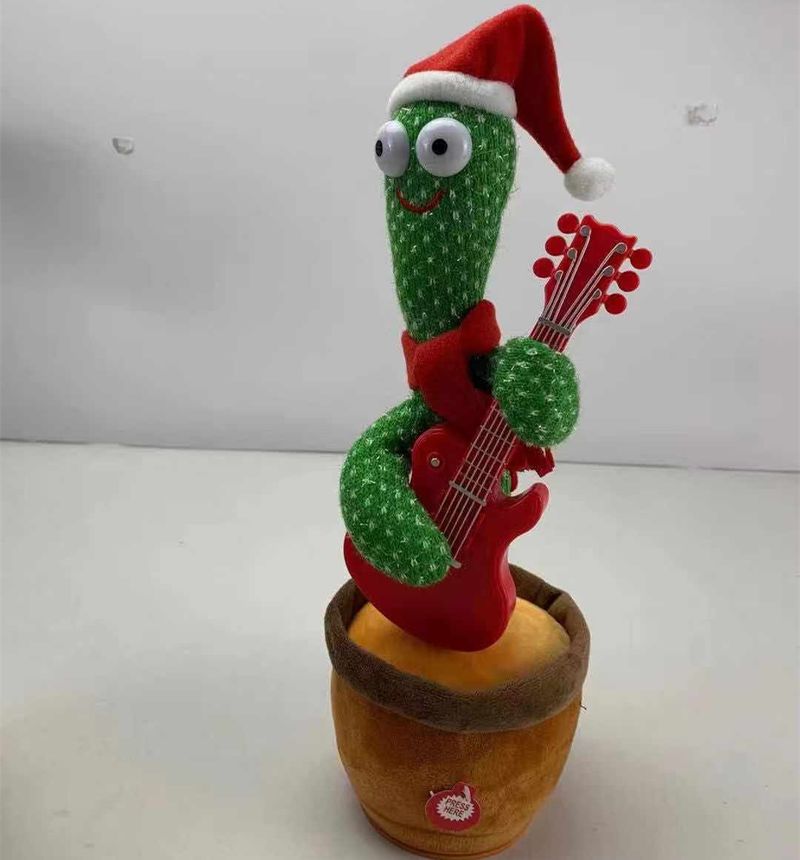 Christmas Dancing Cactus Plush Toy With LED Lights & 8 Songs – Interactive Singing & Wiggling Fun For Kids_voghion.com