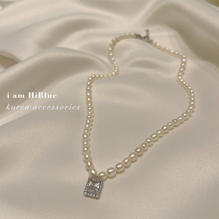 Collier de perles d'eau douce coréen tendance, design simple et étincelant, double rang, chaîne détachable._voghion.com