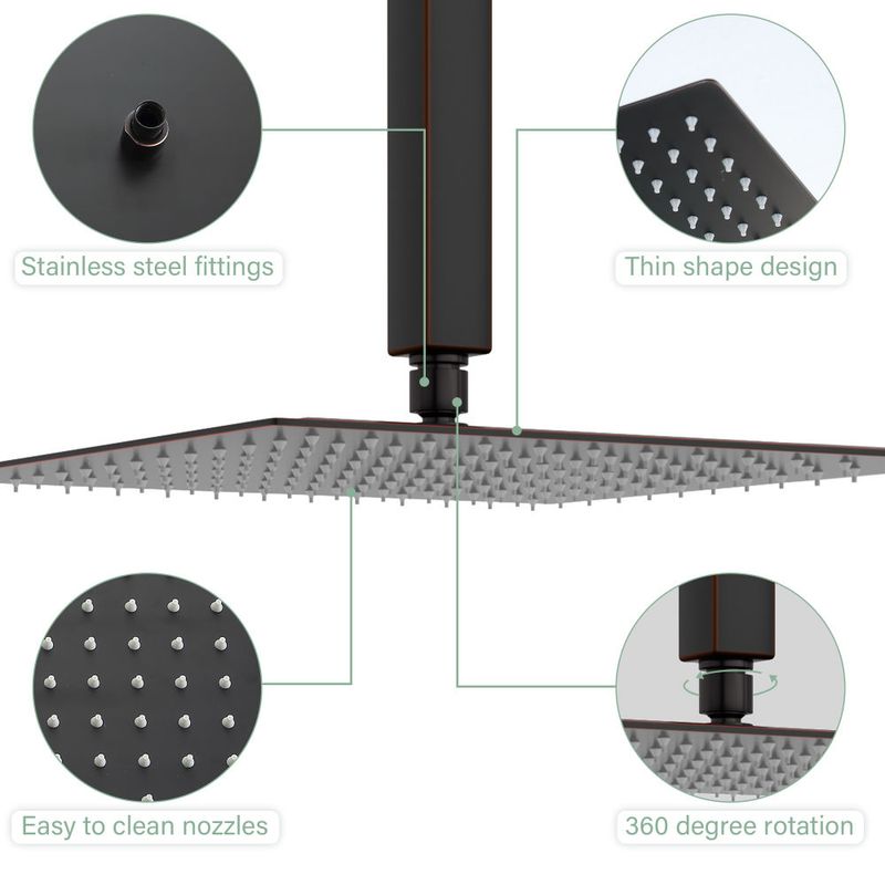 Lordear 12 Inches Rain Mixer Shower Combo Set Rainfall Ceiling Mounted Dual Shower Head System_voghion.com