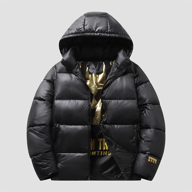 Winter Graphene Schwarz Gold Baumwolle Mantel Unisex Brot Jacke Mit Kapuze Warme_voghion.com