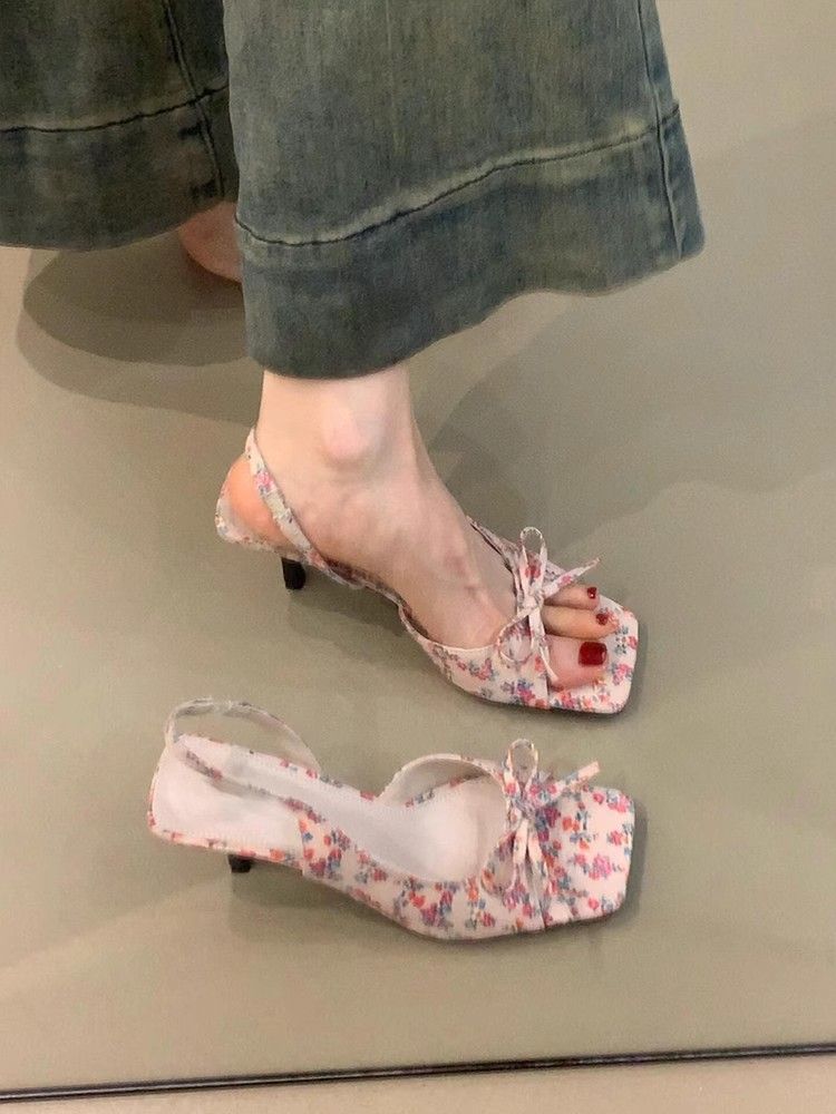 summer Outdoor Single Strap Elegant Open-toe Square Head High Heels Fashionable And Exquisite_voghion.com