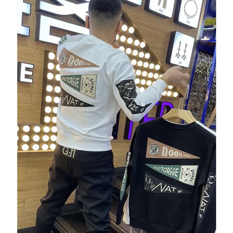 Sweatshirt Herren 2022 Herbst Jugend Hübscher Rundhals Langarm Basishemd Lockeres und trendiges Internet Celebrity Printed Label Top_voghion.com
