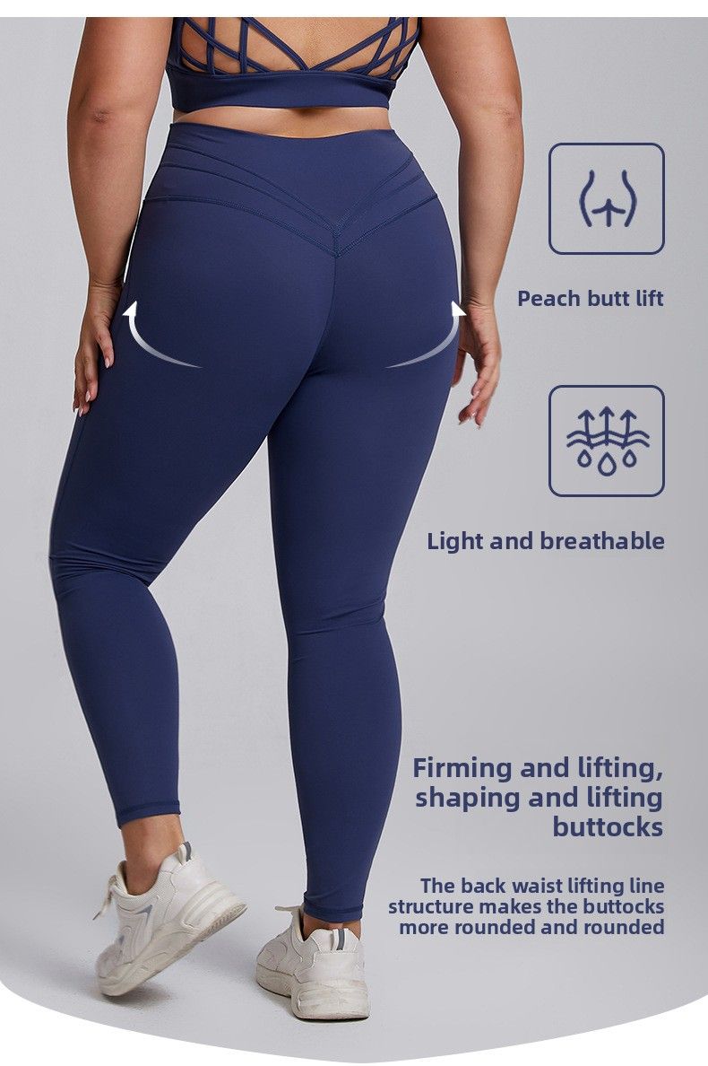 Plus Size V-Line Hip-Lifting For Women High Waist Tummy Control Tight Sports Naked Feel Yoga Fitness Pants_voghion.com