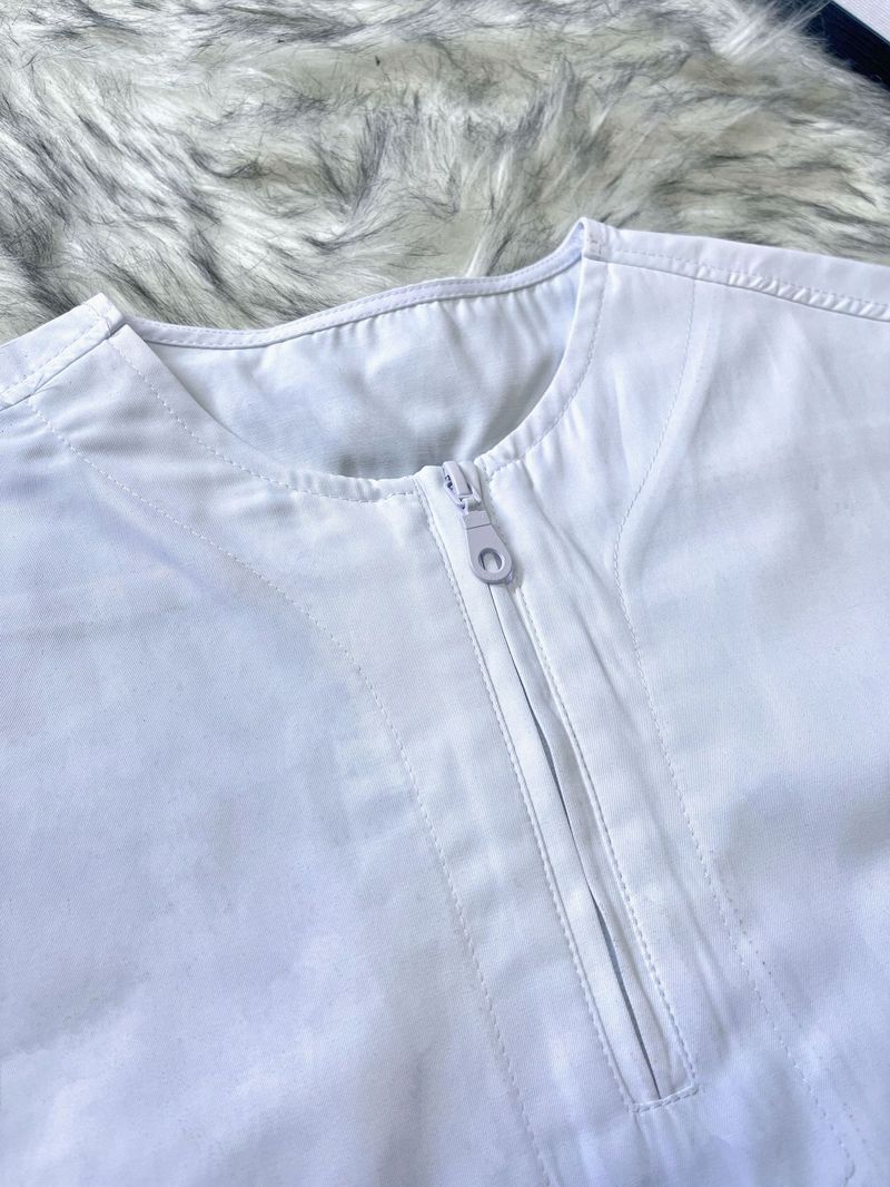 Toddler Boys Clothing Solid Color Boy Short Sleeved Zipper Shirt Robe_voghion.com