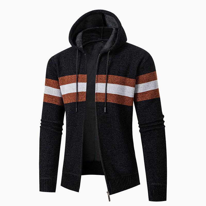 Herren-Winterjacke aus Fleece mit Sherpa-Futter und Kapuze – warmer, dicker Mantel für lässige Oberbekleidung (Hellgrau, Dunkelgrau, Schwarz, Weinrot, Marineblau)_voghion.com