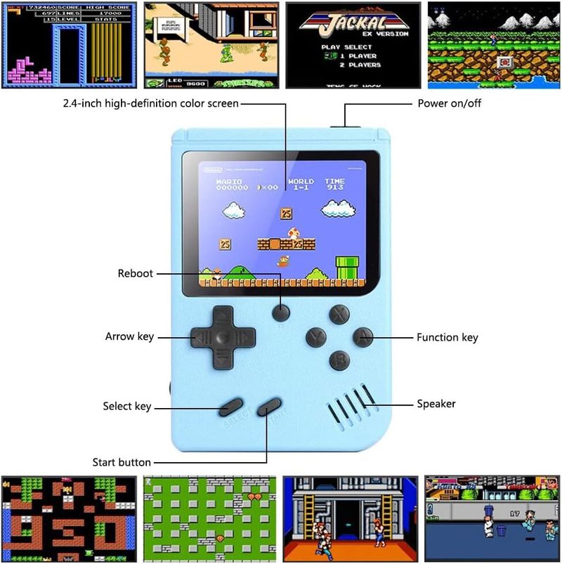 500 klassische Spiele Handheld Retro Video FC Spielkonsole Player Für Kinder Erwachsene_voghion.com